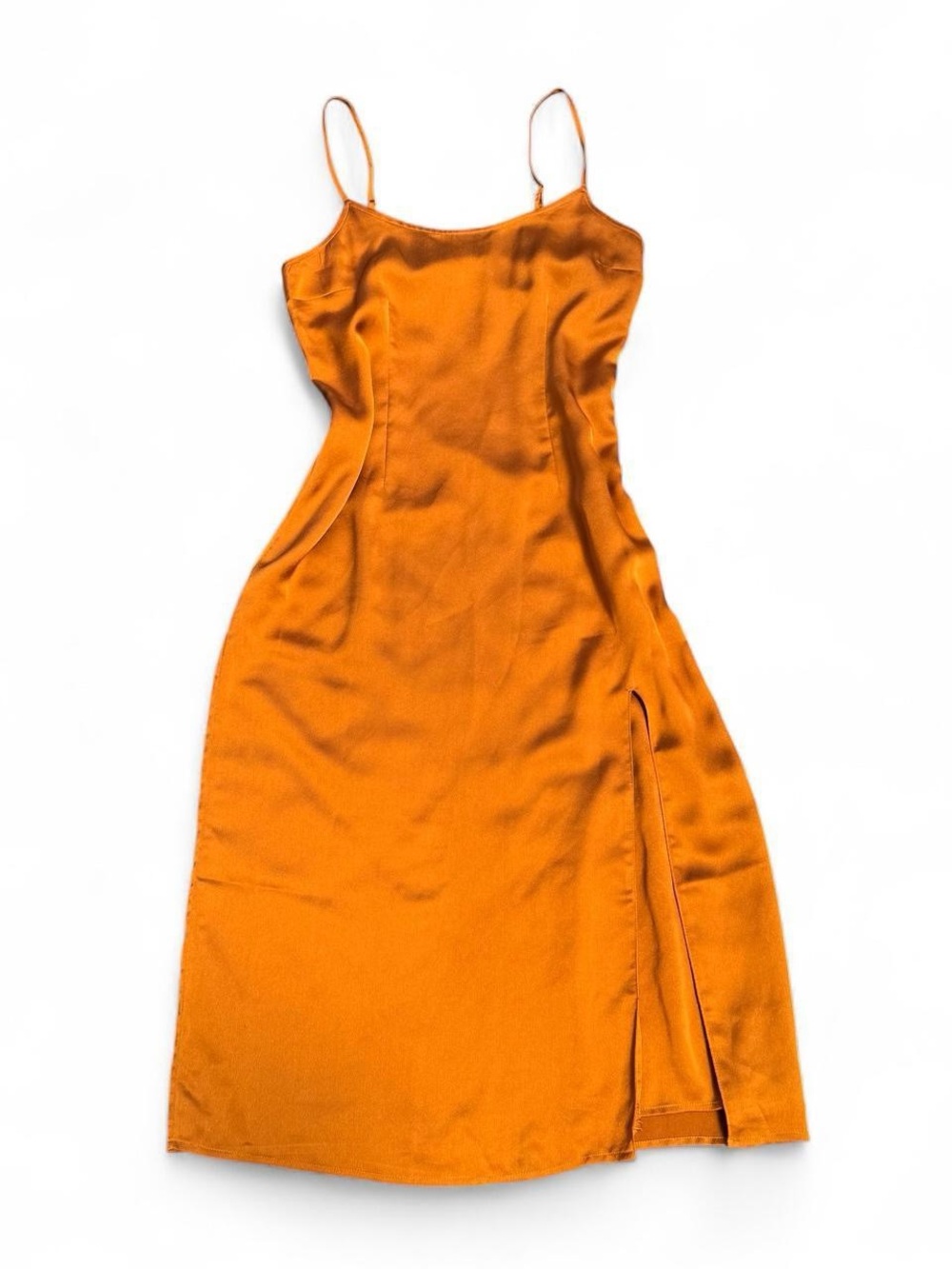 Abercrombie & Fitch Copper Satin Spaghetti Strap Slip Dress